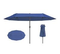 Outsunny Parasol de jardin exterieur parasol double rectangulaire 4,6L x 2,7l x 2,4H m avec ouverture fermeture manivelle, cadre en acier, toile 180 g/m?, parasol pour balcon, piscine, bleu
