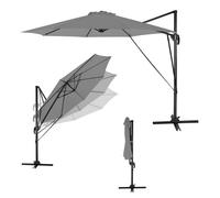 Parasol de Jardin Extérieur Rond de 3m - WOLTU Parasol Déporté - UPF 50+ - Gris Foncé W0UETT0966