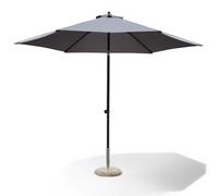 Parasol de jardin gris de 3 mètres de diamètre, avec toile en polyester et mât en aluminium