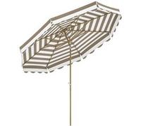 Parasol de jardin inclinable octogonal dim.2,7 x 2,4m manivelle métal effet bois tissu UPF 50+ gris taupe blanc Gris G