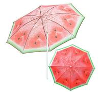 Parasol de jardin Matiere Polyester - Acier Couleur Rouge theme pasteque D 180 cm H 190 cm plage touristique pliable inclinable