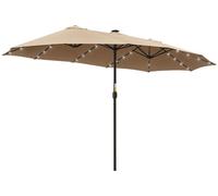 Parasol de jardin Outsunny, diamètre 4,5 mètres, avec 48 LED solaires, parasol double face avec manivelle