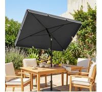 Parasol de jardin Parasol droit rectangulaire inclinable alu métal polyester haute densité 2 x 1,3 m gris
