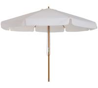 Parasol de jardin - Parasol pour terrasse, diamètre 325 cm - Système de tirage par corde - Toit ventilé - 8 baleines en bambou - Mât en bois - Couleur ivoire