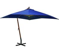 Parasol de jardin suspendu avec mât bleu azuré bois de sapin