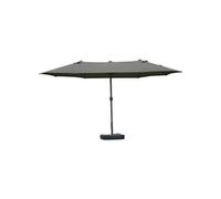 Outsunny Parasol de jardin exterieur parasol double rectangulaire 4,6L x 2,7l x 2,4H m avec ouverture fermeture manivelle, sacs de lestage et base inclus, pour balcon, piscine, gris