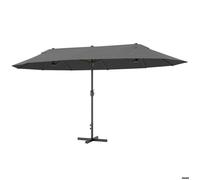 Parasol de jardin XXL - Outsunny - grande taille avec pied en croix ouverture fermeture manivelle - acier polyester - gris