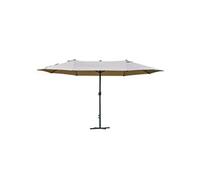 Parasol de jardin XXL parasol grande taille 4,6L x 2,7l x 2,4H m ouverture fermeture manivelle acier polyester haute densité café latte