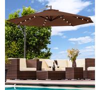 Parasol de luxe avec éclairage LED Parapluie 300 cm Parapluie de jardin Pavillon - brun