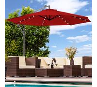 Parasol de luxe avec éclairage LED Parapluie 300 cm Parapluie de jardin Pavillon - rouge