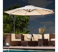 Parasol de luxe avec éclairage LED Parapluie 350 cm Parapluie de jardin Pavillon - rouge
