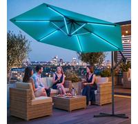 Parasol de luxe LED avec éclairage RGB, télécommande incluse,APP, parasol ampli, parasol de jardin 300 cm - turquoise