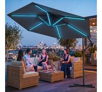 Parasol de luxe LED avec éclairage RGB, télécommande incluse,APP, parasol ampli, parasol de jardin 300 cm - anthracite