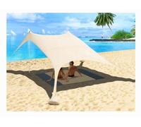 Parasol de plage - 2,4 x 2,4 m, avec piquets et nappe de pique-nique