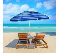 Parasol de Plage Anti UV Inclinable - GIANTEX - 2,2 M - Protection UV 50+ - Sac de Transport
