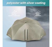 Parasol de plage avec vitres latérales et pare-vent - Polyester résistant aux UV - Kaki