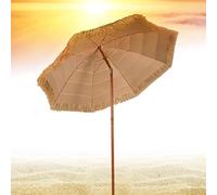 Parasol de Plage/de pêche, Grand Parasol Rond Bleu Pliable et Coupe-Vent avec mécanisme d'inclinaison, Protection Solaire, idéal pour Les Tables de marché, 6,5/7,2/7,8/8,5 Pieds