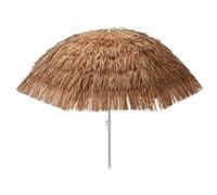 Parasol de plage hawaïen marron - Diamètre : 155 cm - Pliable avec sac de transport - Parasol de jardin, marron, 155 cm