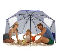 Parasol de plage Hengda, parasol de balcon pliable, transformable en parasol de jardin, parasol à pied déporté, parasol de terrasse Ø 210 cm, protection UV jusqu'à UPF 50+, angle d'inclinaison réglabl