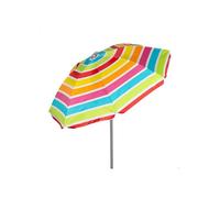 Parasol de plage - Jaune Ø160 - Rayures multicolores - Protection UV50 - Mât réglable inclinable