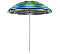 Parasol de plage - Outsunny - parasol inclinable rond hauteur réglable protection UV40 sac transport - alu polyester - multicolore