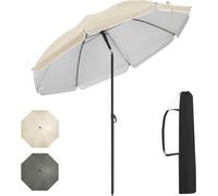 Parasol de plage résistant au vent, avec mécanisme rotatif et protection UV - Diamètre : 3 m - Résistant au vent et aux UV - Socle pivotant - Idéal pour les journées à la plage et les vacances au bord