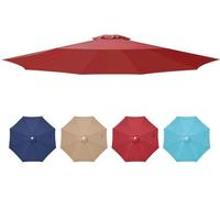 Parasol de rechange rouge, 9 pieds, 8 baleines