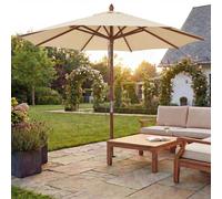 Parasol De Restaurant Hwc-C57b, Parasol De Jardin, Polyester/Bois 14 Kg, Rond Ø 3 M, Câble De Traction Résistant Aux Chocs Crème Gris
