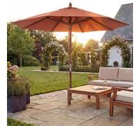 Parasol De Restaurant Hwc-C57b, Parasol De Jardin, Polyester/Bois 14 Kg, Rond Ø 3 M, Câble De Traction Résistant Aux Chocs Terre Cuite Orange