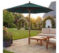 Parasol De Restaurant Hwc-C57b, Parasol De Jardin, Polyester/Bois 14 Kg, Rond Ø 3 M, Câble De Traction Résistant Aux Chocs Vert Foncé Vert