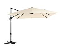 Parasol Décentré De Jardin 3 X 3 M Ombrelle De Terrasse Toile Carrée Protection Solaire Upf 50+ Rotatif 360° Inclinaison Réglable Avec Manivelle Et Socle Beige Helloshop26 12_0001786 Multicolore