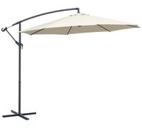Parasol décentré pour jardin Outsunny, avec base en forme de croix incluse, en métal et polyester, dimensions 3x2,5 m, couleur beige