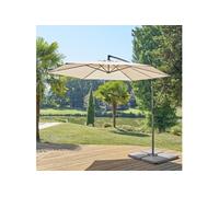 Parasol déporté rond ""Manoa"" blé 3m - Hespéride
