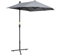 Parasol demi-rond de 2 x 2 m avec pied, imperméable, pour jardin, terrasse ou balcon, 100 % polyester, gris foncé