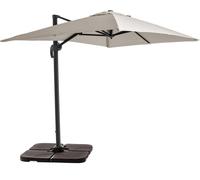 Parasol déporté 2x3 m et 4 dalles à remplir aluminium blanc - Oviala Amalya