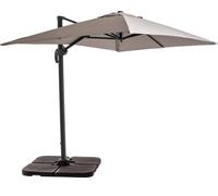 Parasol déporté 2x3 m et 4 dalles à remplir aluminium taupe - Oviala Amalya