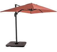 Parasol déporté 2x3 m et 4 dalles à remplir aluminium terracotta - Oviala Amalya