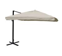 Parasol Déporté 3,5x3,5 M Diamètre 5 M Inclinable Non Orientable Sans Pied Aluminium Polyester Crème Gris 04_0007938
