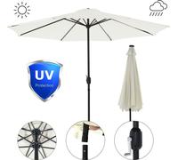 Parasol déporté Ø3 m anthracite LED pivotant à 360° avec manivelle et pied en croix