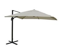 Parasol Déporté 3 X 4 M Ø Env. 5 M Inclinable Et Orientable 360° Manivelle Polyester Crème-Gris Et Aluminium/Acier Avec Croix De Sol Et Plaque Rotative Sans Pied 04_0010683 Multicolore