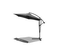 vounot® Parasol Déporté Hexagonale 3M avec Manivelle Anti-Retour et Sangle de Fixation Parasol Inclinable Toile 180gr/m2 anti UV H235cm 6 Baleines en acier Inclus housse de protection Gris