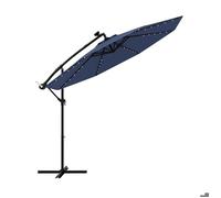 Parasol Déporté Ø3M - GOPLUS - Parasol pour Terrasse - Parasol Inclinable - 40 LED - Rotatif à 360° - Pied en Croix - Bleu Foncé