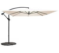 Parasol déporté 3x3m et 4 dalles à lestées blanc - Oviala Genova