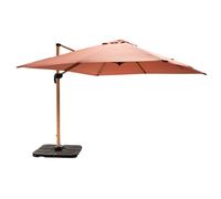 Parasol déporté 3x3m et 4 dalles à remplir effet bois argile - Oviala Brescia