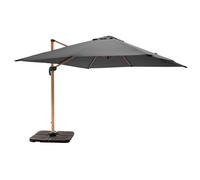 Parasol déporté 3x3m et 4 dalles à remplir effet bois gris - Oviala Brescia