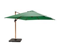Parasol déporté 3x3m et 4 dalles à remplir effet bois vert cactus - Oviala Brescia