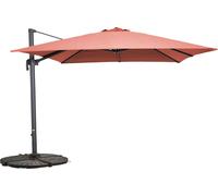 Parasol déporté 3x3m rotatif et 4 dalles lestées terracotta - Oviala Malaga