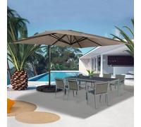 Parasol Déporté 3x4 M Rotatif 360 Coloris Taupe