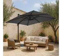Parasol Déporté 3x4m Inclinable Rotatif + 4 Dalles Lestées anthracite - Oviala Caserta