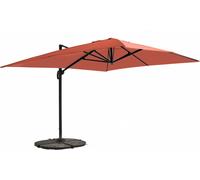 Parasol déporté 3x4m inclinable rotatif + 4 dalles lestées terracotta - Oviala Caserta